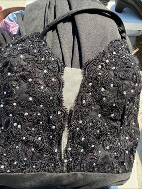 Embellished Black Lace Bustier Topp